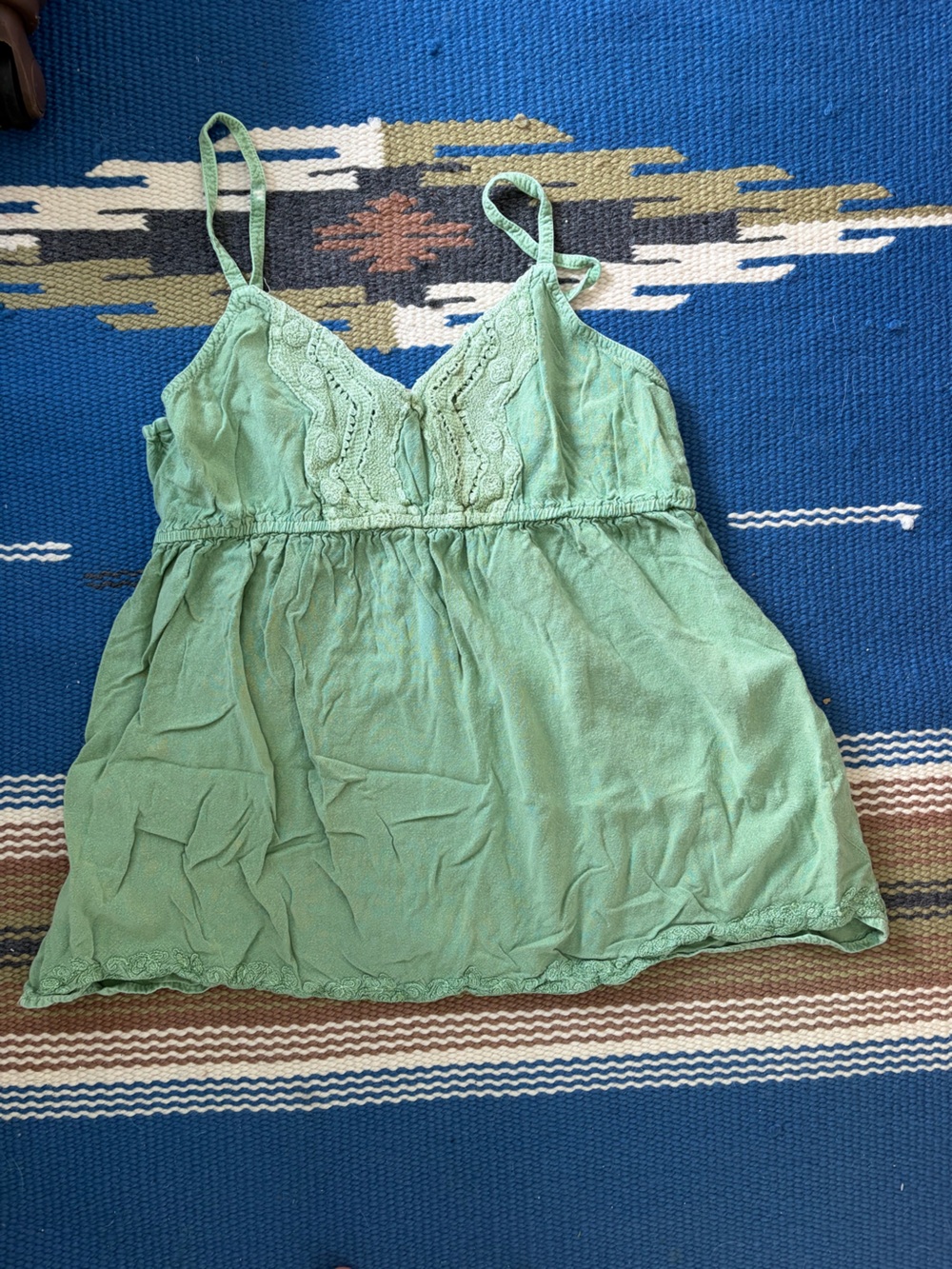 Vintage Y2K Light Green Lace-Trim Cami Top